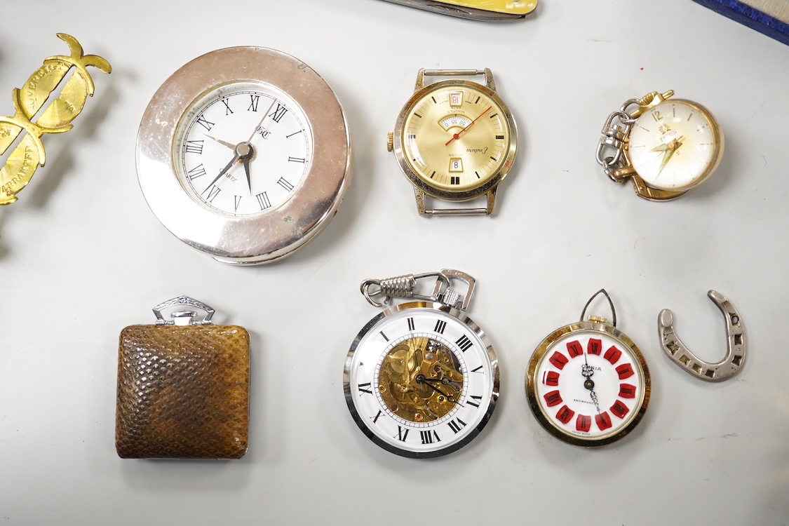 Sundry items to include a set of sovereign scales, various watches and two silver pencils